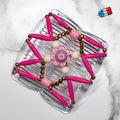 Peigne double cheveux élastique - accessoire chignon avec motif fleur et perles