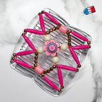 Peigne double cheveux élastique - accessoire chignon avec motif fleur et perles