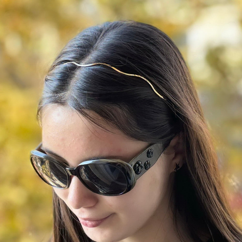Serre-tête métal fin ondulé doré, accessoire cheveux