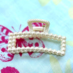 Grand pince à cheveux perles rectangulaire 9cm