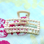 Grand pince à cheveux perles rectangulaire 9cm, accessoire mariage