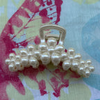 Grande pince crabe cheveux fleur perles 10cm, mariage