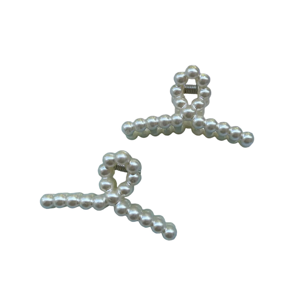 Pince crabe à cheveux perle 6cm - Lot de 2