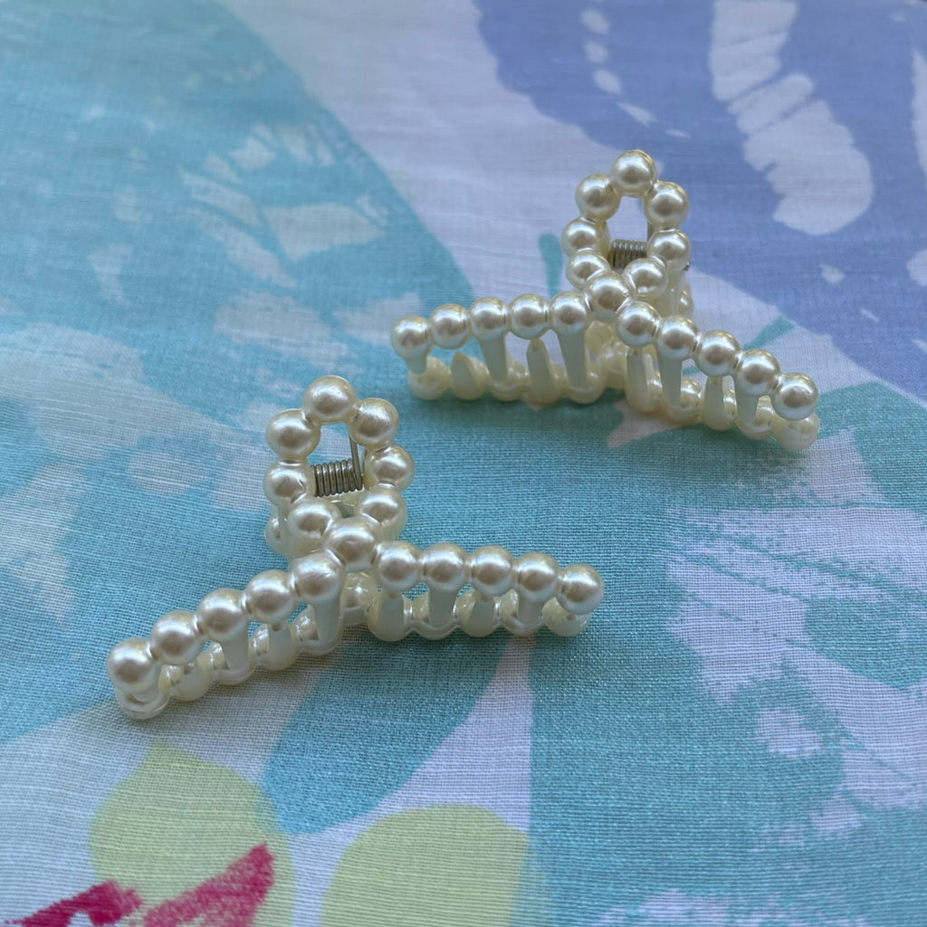 Pince crabe à cheveux perle 6cm - Lot de 2 - mariage
