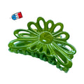 Pince à cheveux fleur 8cm vert – Made in France