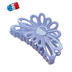 Pince à cheveux fleur 8cm bleu lavande – Made in France 
