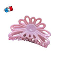 Pince à cheveux fleur rose poudré 8cm – Made in France