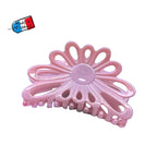 Pince à cheveux fleur rose poudré 8cm – Made in France