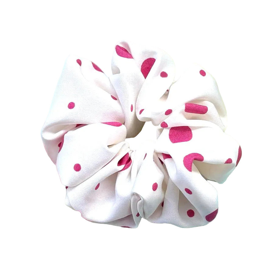Gros chouchou élastique à pois 12cm rose