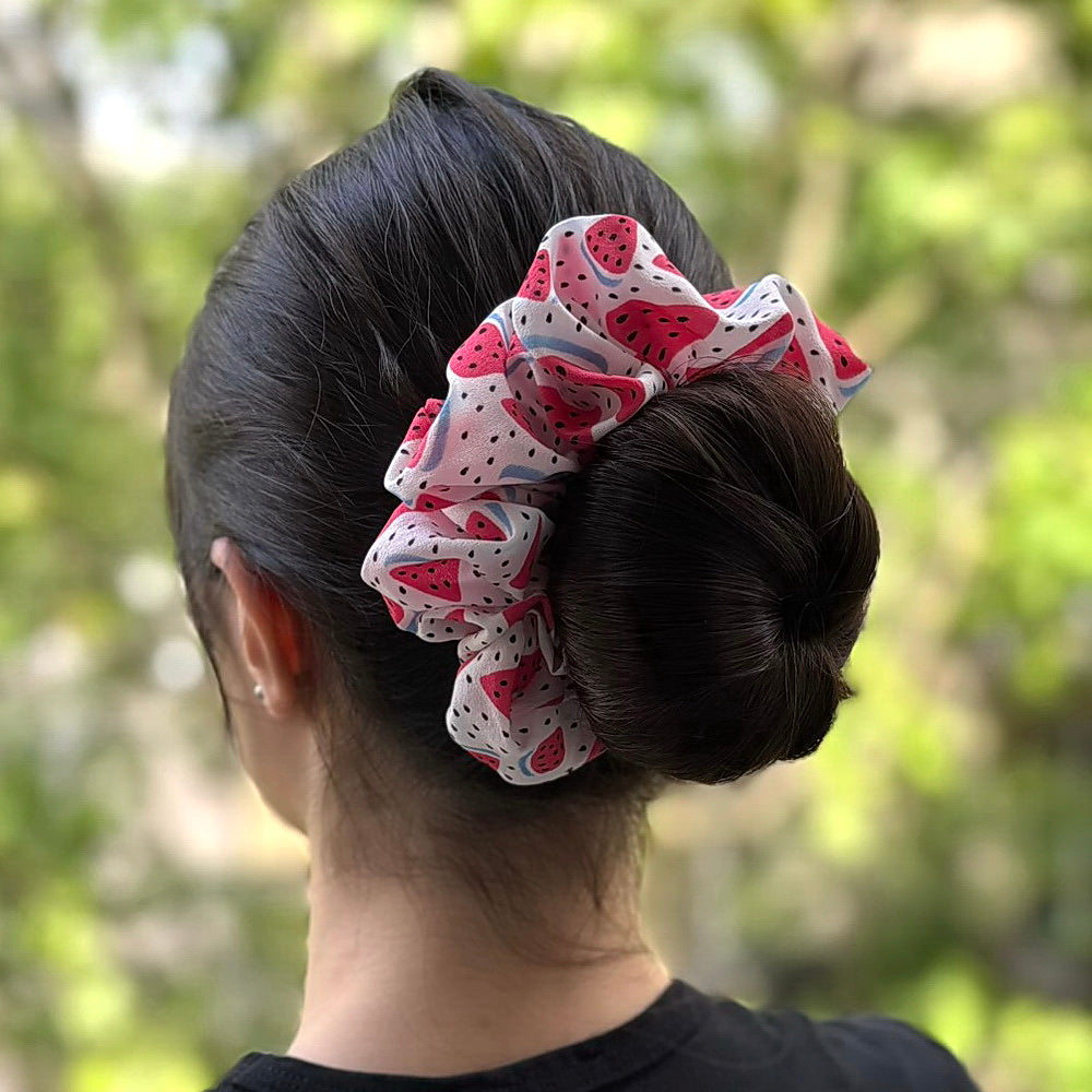 Gros chouchou élastique pastèque 13cm, chignon
