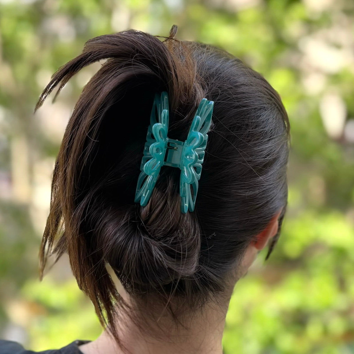 Pince à cheveux fleur bleu – Made in France