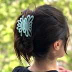 Pince à cheveux fleur 8cm Vert eau – Accessoire cheveux Made in France 