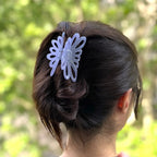 Pince à cheveux fleur 8cm bleu lavande – accessoire cheveux Made in France