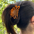 Pince à cheveux fleur 8cm Orange – Made in France 8 cm