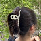 Pince crabe à cheveux nœud et perles 11 cm
