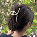 Pince crabe à cheveux nœud et perles 11 cm