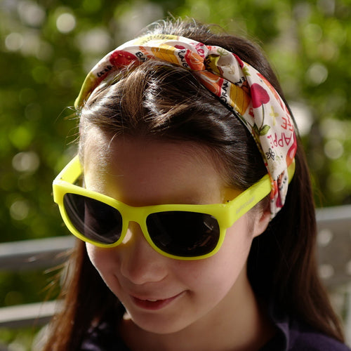 Bandeau cheveux croisé, tissu imprimé tutti frutti