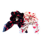 Gros chouchou élastique cheveux à noeud motif flamand rose