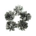 Lot de 5 petites fleurs en tissu satiné 4.5 cm cousues à la main - gris