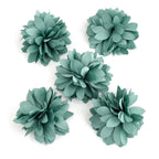 5 petites fleurs en tissu satiné 45mm cousues à la main vert clair - ShuShu