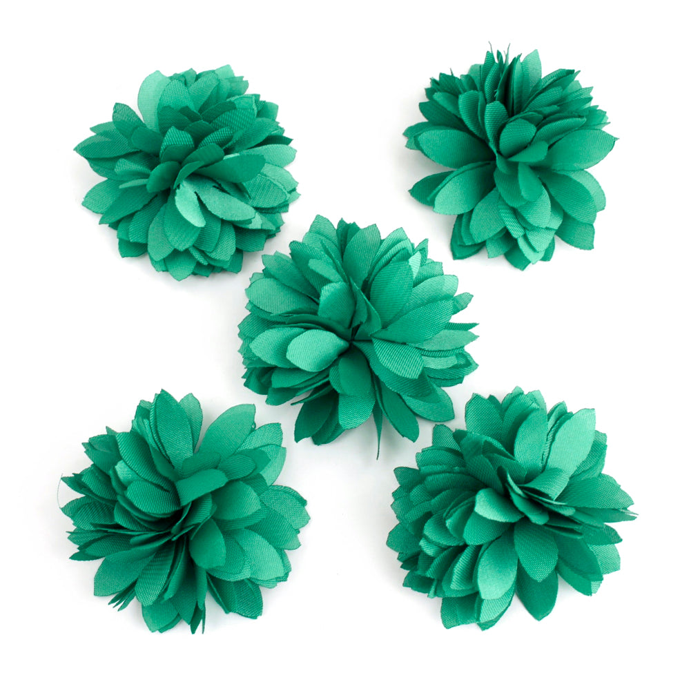 5 petites fleurs en tissu satiné 45mm cousues à la main