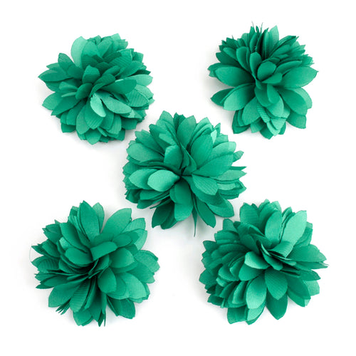 5 petites fleurs en tissu satiné 45mm cousues à la main - ShuShu