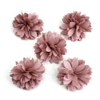 5 petites fleurs en tissu satiné 4.5 cm cousues à la main - vieux rose clair
