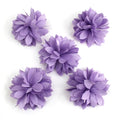 Lot de 5 petites fleurs en tissu satiné 4.5 cm cousues à la main - mauve