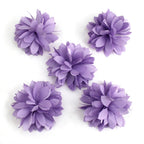 Lot de 5 petites fleurs en tissu satiné 4.5 cm cousues à la main - mauve