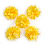 5 petites fleurs en tissu satiné 45mm cousues à la main jaune - ShuShu