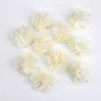 Lot de 10 petites fleurs en tissu voile 30mm cousues à la main - ivoire