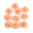 Lot de 10 petites fleurs en tissu voile 3cm cousues à la main - pêche