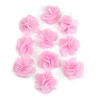 Lot de 10 petites fleurs en tissu voile 30mm cousues à la main - rose
