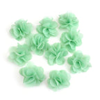 Lot de 10 petites fleurs en tissu voile 30mm cousues à la main - vert menthe