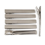 10 Pinces cheveux crocodile plat en métal 7.5cmx1cm, argenté
