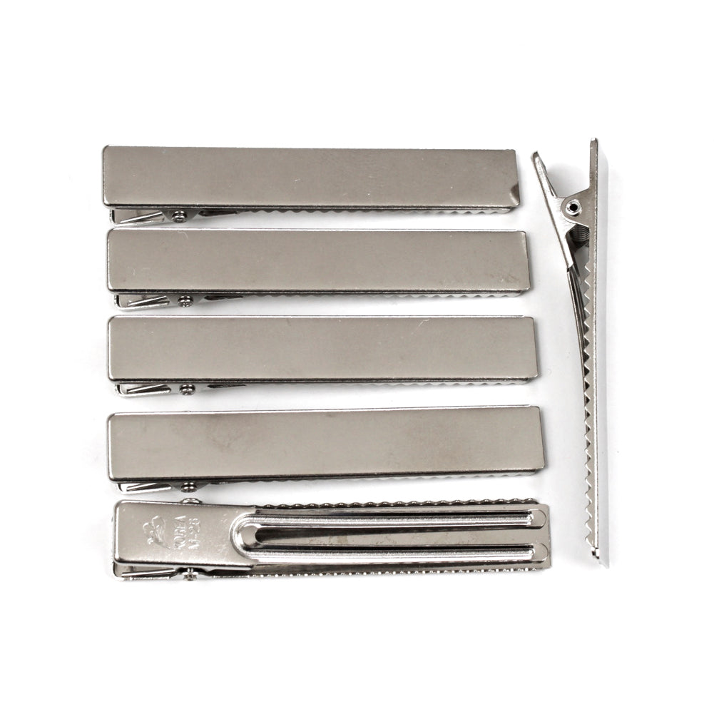 10 Pinces cheveux crocodile plat en métal 6cmx1cm