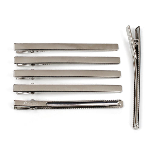 10 Pinces cheveux crocodile plat en métal 8cmx0.5cm