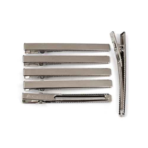 10 Pinces cheveux crocodile plat en métal 6cmx0.5cm