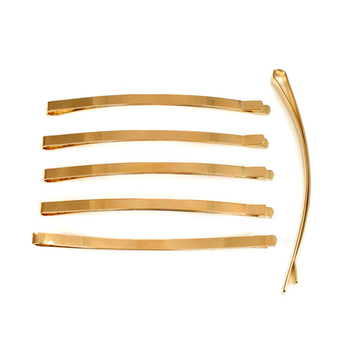 10 grandes pinces guiche ou épingle cheveux fine doré 8.5x0.4cm