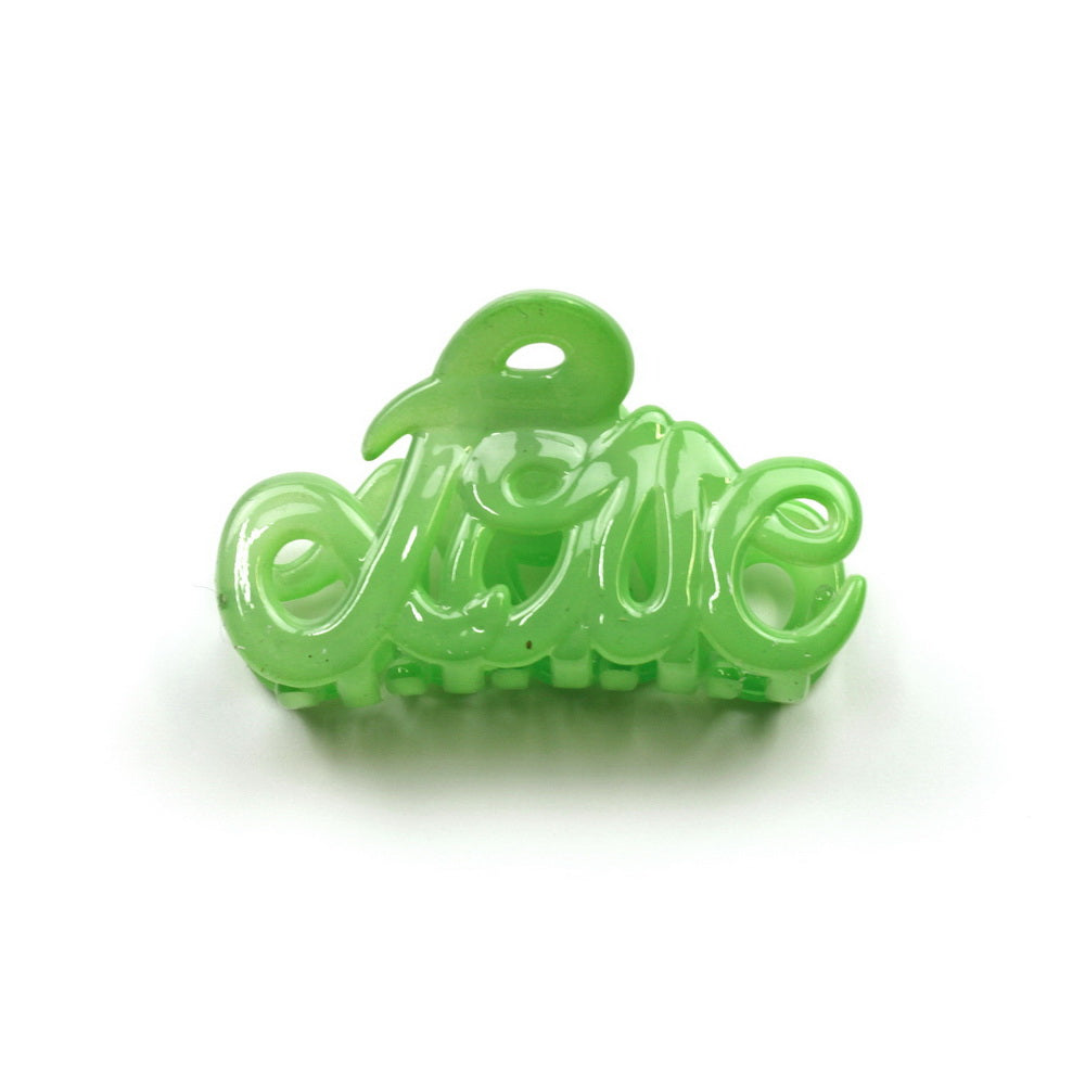 Petite pince cheveux "Love" 5.5cm, accessoire cheveux Fabrication française - vert claire