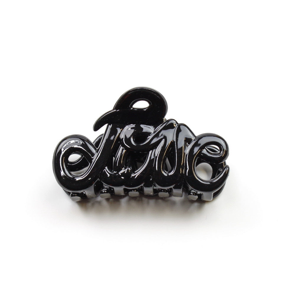 Petite pince cheveux "Love" 5.5cm en acétate de celluloïd Fabrication française - noir