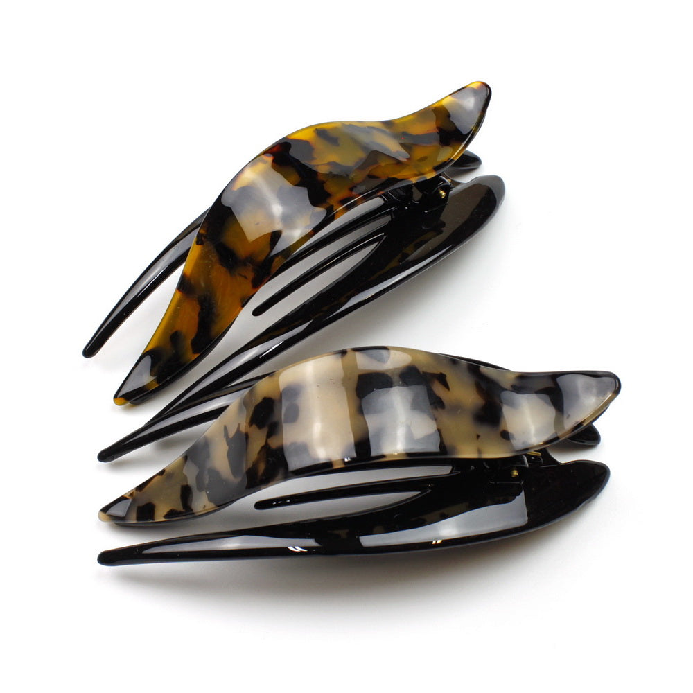 Grande pince à cheveux plate en acétate 13cm