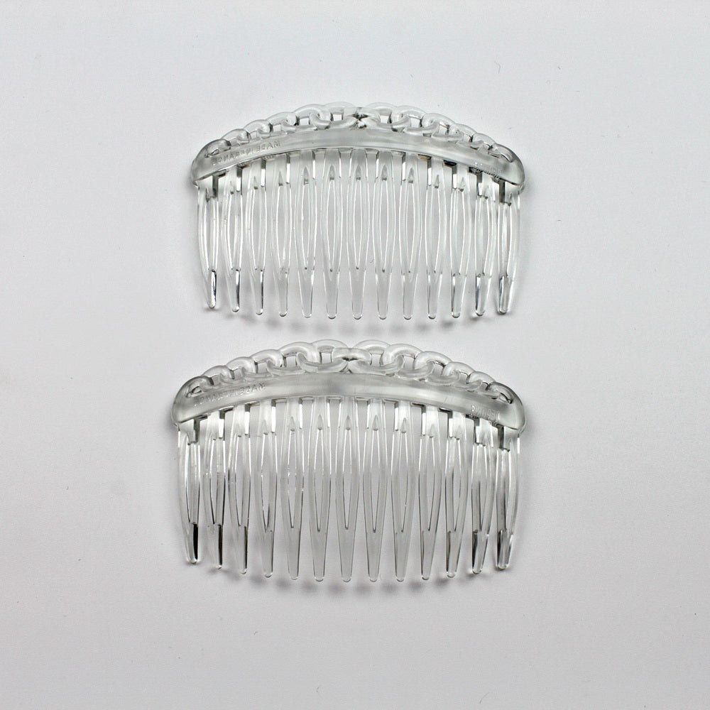 Lot de 2 peignes cheveux de côté motif chaine Made in France 7cm