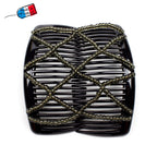 Double peigne cheveux élastique pour chignon perlé  made in France