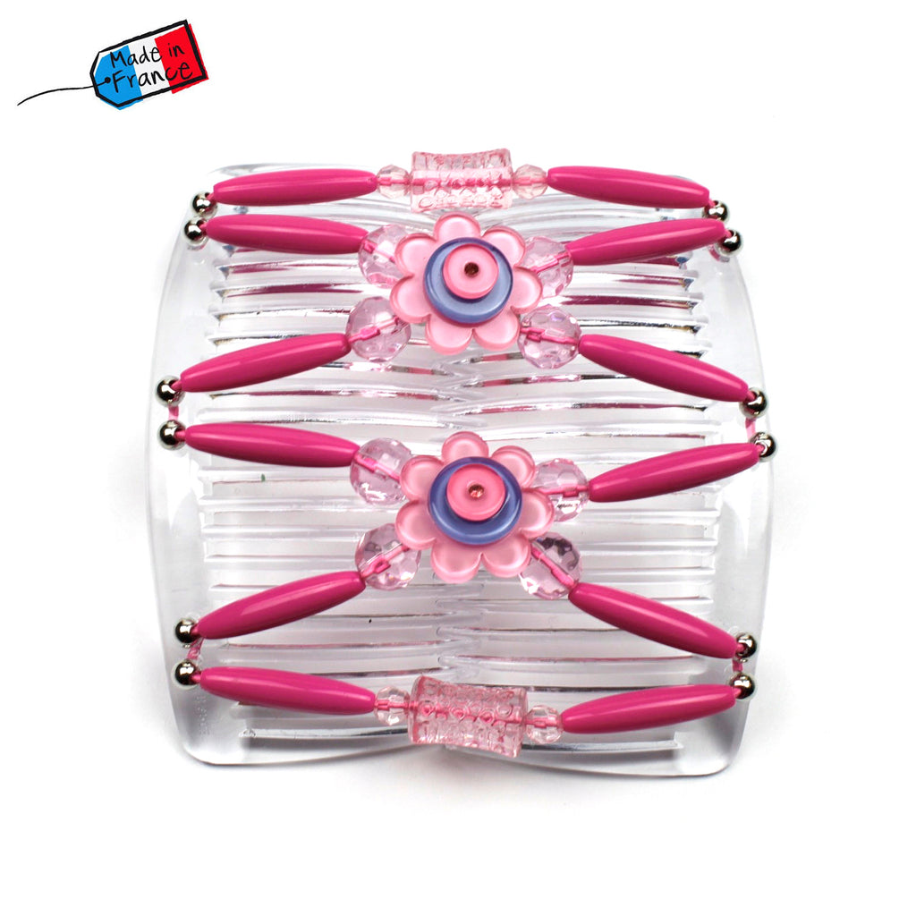 Peigne cheveux extensible pour chignon - accessoire cheveux fleur et perles made in France
