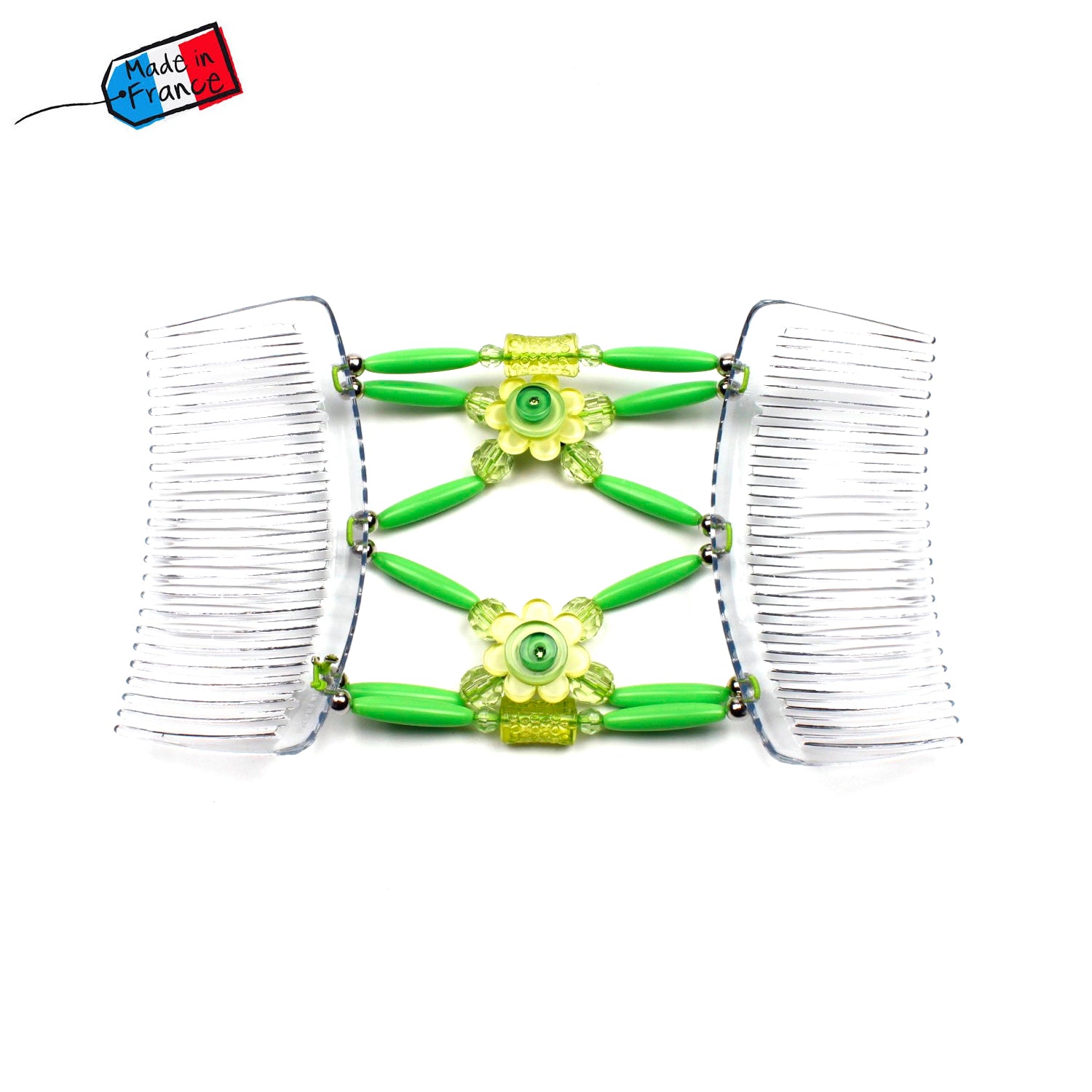 Peigne cheveux extensible pour chignon - accessoire cheveux fleur et perles made in France