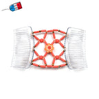 Double peigne cheveux élastique pour chignon avec fleur et perles made in France - ShuShu