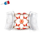 Double peigne cheveux élastique pour chignon avec fleur et perles made in France - ShuShu