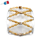 Peigne cheveux élastique - accessoire cheveux en perles beige naturel made in France