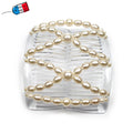 Peigne cheveux élastique en perles ivoires made in France - ShuShu